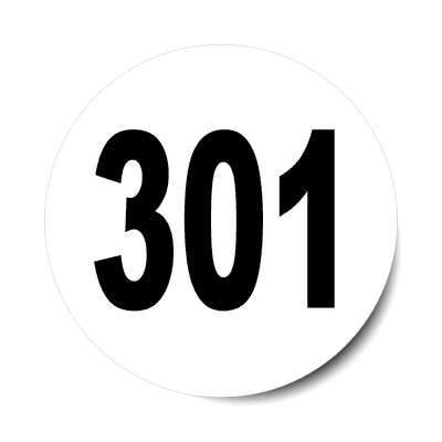 number three hundred one 301 sticker math plain number