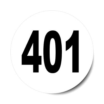 number four hundred one 401 sticker math plain number
