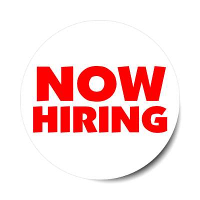 red now hiring white stickers, magnet