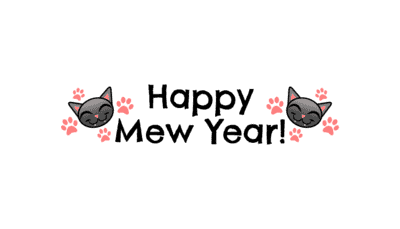 Paw Prints Cat Lover Happy Mew Year Stickers, Magnet