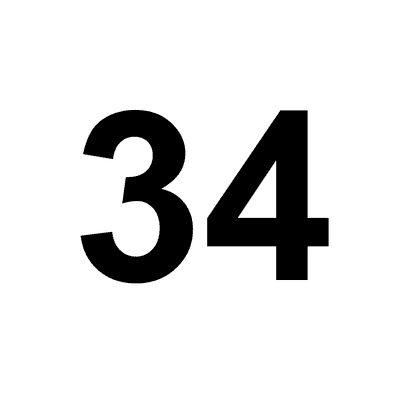 Number 34 White Black Stickers, Magnet | Wacky Print