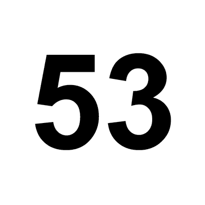 Number 53 White Black Stickers, Magnet | Wacky Print