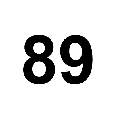 Number 89 White Black Stickers
