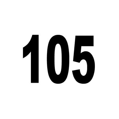 Number 105 White Black Stickers