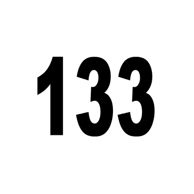 Number 133 White Black Stickers