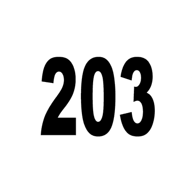 Number 203 White Black Stickers, Magnet | Wacky Print