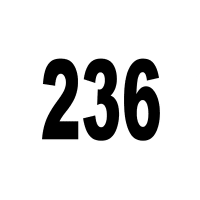 Number 236 White Black Stickers