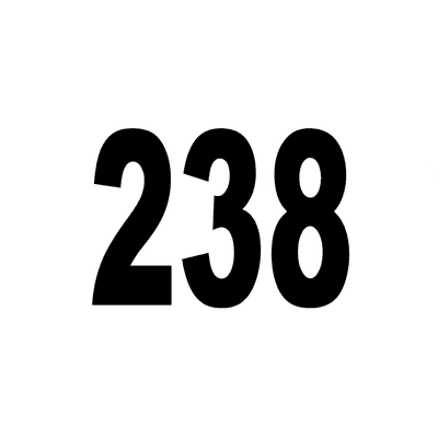 Number 238 White Black Stickers