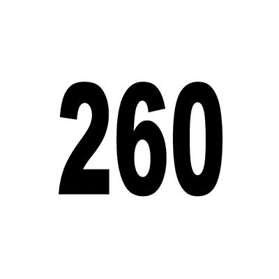 Number 260 White Black Stickers