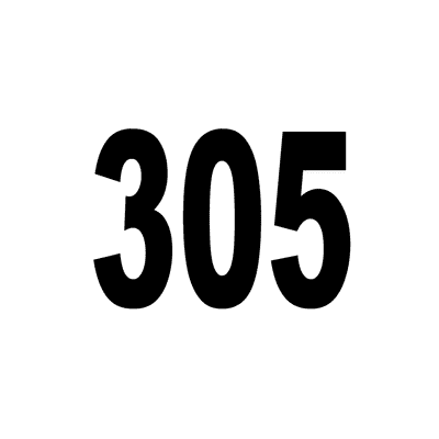 Number 305 White Black Stickers, Magnet | Wacky Print