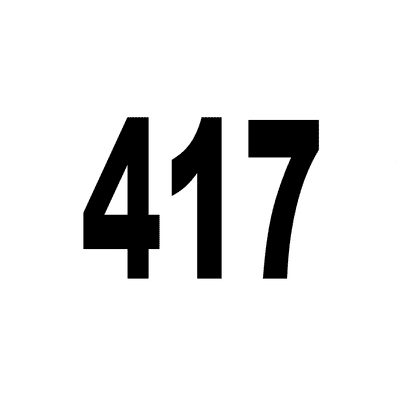 Number 417 White Black Stickers