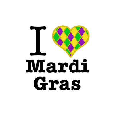 I Heart Mardi Gras White Stickers, Magnet