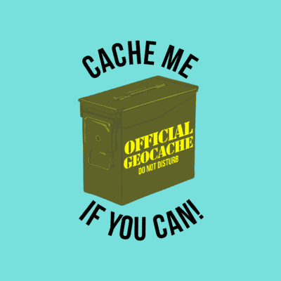 Cache Me If You Can Official Geocache Treasure Box Geocaching Stickers,  Magnet