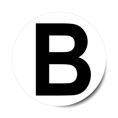 Letter B Uppercase White Black Stickers, Magnet