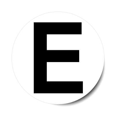Letter E Uppercase White Black Stickers, Magnet