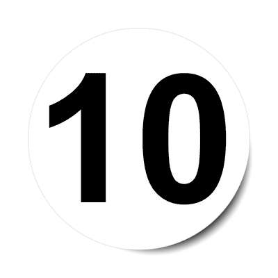 Number 10 White Black Stickers, Magnet