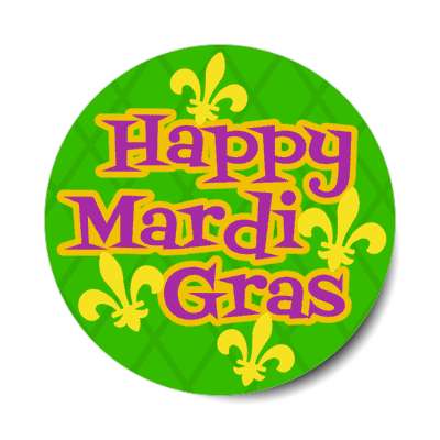 Happy Mardi Gras Wild Green Stickers, Magnet